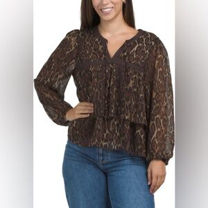 Autres Filles Size L Empire Style Leopard Blouse
